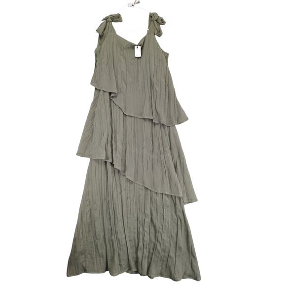NWT Accent Prone Chiffon Asymmetrical Tiered Layered Maxi Dress M Fairy Grunge - Picture 1 of 6